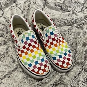 Vans Rainbow Checkerboard Classic Slip-Ons